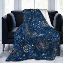 Gold Nebula Constellations and Stars Throw Blanket Cozy Fluffy Plush Blanket Soft Flannel Throw Blanket for Kids Adults Gift 152x127cm