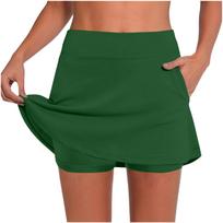Women Mid Waist Pocket Skirted Shorts Athletic Casual Basic Skort Comfortable Stretchy Fabric Sportswear M