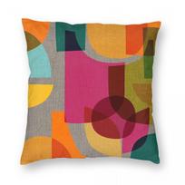 Mid Century Kaleidoscope Square Pillowcase Polyester Linen Velvet Printed Zip Decorative Pillow Case Home Cushion Cover 45X45 Peach skin 18*18(CM)-1Pcs