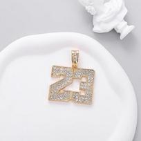 Hip Hop New Number 23 Alloy Full Diamond Pendant European and American Fashion Fried Dough Twists Chain Personality Men's Necklace Jewelry