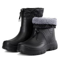 Winter Warm Windproof Cotton Rain Boots Men Warm Light Ankle Rainboots Slip on Rain Shoes Men Waterproof Work Boot 42 juoda