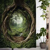 Enchanting Forest Portal Shower Curtain for a Mystical and Inviting Bathroom, Featuring an Intricate Design of Twisting Tree 90x180cm