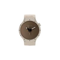 Swatch Žemės serijos Kvarcinis mechanizmas Atsparus vandeniui Minimalistinis laikrodis 47mm Kavos spalvos ciferblatas Keraminis korpusas Silikoninis dirželis Vyriški laikrodžiai SB03C101 SB03C101