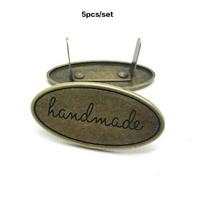5Pcs/Set Luggage Hardware Accessories Label Decoration DIY Handmade Bag Hardware Decorative Buckle Handmade Trademark Iron Plate gray