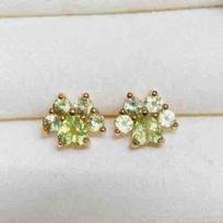 2025 Natural Peridot Earrings with S925 Silver Hooks - Simple Design for Women, Internet Celebrity Style S925 Silver beige