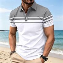 Men Polo Shirt Short Sleeve Classic Fit Lightweight Soft Fabric Button Down Casual Sportswear Top for Everyday Wear XL