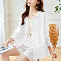 Lazy Style Thin Hooded Long-sleeved Blouse Sunscreen Clothes for Womens Spring Latest Relaxed Fit Top M