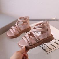 Children's 2026 Summer Mid-Calf Retro Roman Sandals - Breathable Princess Shoes Size 24 (15.1cm)
