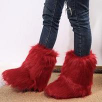 Women's Mid-calf Large Size Thick Sole Winter Warm Fur Fur Snow Boots Padded Lined Ankle Boots Non-slip Hiking Sports Cotton Boots 36