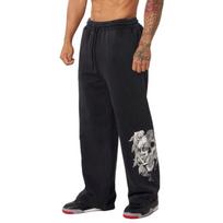 Fitness Hip Hop Harajuku Y2K Men's Y2K Graphic Baggy Sweatpants Drawstring Waist Wide Leg Jogger Pants 3XL black