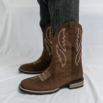 New Western Men's Cowboy Boots Vintage Mid-calf Motorcycle Boots Fashion Suede Leather Men's Boots Outdoor Casual Riding Boots 38