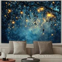 1pc Enchanting Firefly Forest Wall Tapestry - Polyester Art with Glowing Lanterns & Lush Greenery, Perfect for Living Room, Bedr 40x60cm
