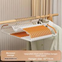 10PCS Set Short Neck Clothes Hanger Narrow Neck Design Anti Slip Clothes Rack Saving Space Closet Storage oranžinė