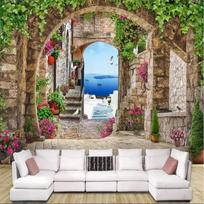 Tapetai Europos stereo arkos durys žalia 3d sieninė tv fono siena svetainė 3d tapetai 200 cm(W) x 140 cm(H) white