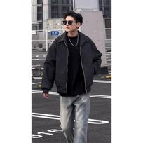 Short Leather Jacket Men's Vintage Lapel Leather Biker Jacket L juoda