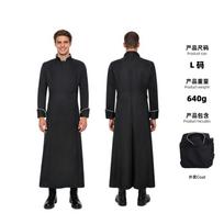 Father W cos Priest Robe Cassock Halloween Church Theme Clergy Black Robe X s (adults)