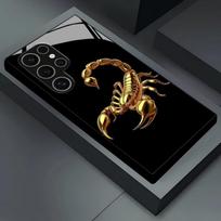 Golden Scorpion tempered glass phone case suitable for Samsung Galaxy S26 S25 S24 S23 S22 S20 FE/Ultra/Plus anti drop back cover Galaxy S26 juoda
