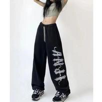 Women's Kids Letter Print Trendy Sweatpants European American Style Drawstring Design Summer Trousers S