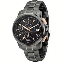 Maserati R8873645001 Successo Chronograph Juodas Ciferblatas Vyriškas Laikrodis 45mm pilka