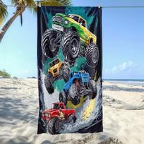 Monster Truck Jumping Pattern Beach Towel, Soft High Absorbent Microfiber Lightweight Towel for Beach Party Travel Camping 40X60CM
