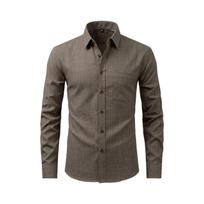 Men Long Sleeve Button Down Shirt Classic Fit Spread Collar Single Chest Pocket Business Casual Top XXL kava