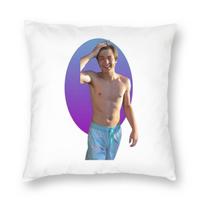 Asher Angel Striking Pose Square Pillowcase Polyester Linen Velvet Creative Zip Decorative Home Cushion Cover 45X45 Peach skin 18*18(CM)-1Pcs