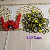 26 mm vyno butelio kamštelių presas, alaus butelių kamštelių presas, su 200 alaus butelių kamštelių, dviejų svirčių rankinis butelių kamštelių presas, su magnetinio siurbimo funkcija raudona