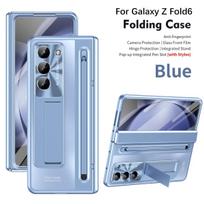 With Touch Pen Hinge Case for Samsung Galaxy Z Fold 6 5 4 3 Armor Stand Full Lens Protection Tempered Film Folding Cover For Samsung Fold 6