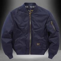 Unisex japoniško retro stiliaus laisva piloto striukė - plonas medvilninis beisbolo paltas pavasariui, rudeniui, žiemai Medium (M) tamsiai mėlyna spalva
