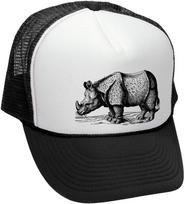 Rhino Vintage Engraving Style Trucker Hat Black White Mesh Adjustable Baseball Cap Unisex Outdoor One Size
