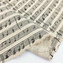 Piano Music Score Printed Fabric Sheet Retro Linen Cotton DIY Handmade Craft Sewing Cushion Tablecloths Decor Material 70x45CM(27inx17in)