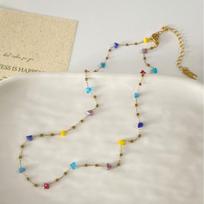 Colorful Dopamine Beaded Necklace – Fresh, Simple Niche Design Choker with Cool, Versatile Style Clavicle Chain white