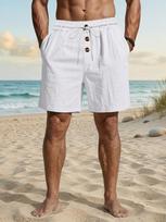Men Loose American Style Casual Beach Washed Button Five Point Sports Shorts S