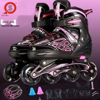 Adult & Children Inline Roller Skates Set - Beginner Full Flash Skating Shoes M 32-37 tamsiai mėlyna spalva