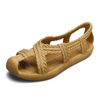 Retro rankų darbo pinti batai su minkštais padais neslystantys paplūdimio batai vyrams ir moterims rotango pintos žolės sandalai šlepetės 35