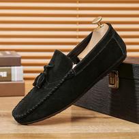 Men's Casual leather Shoes Soft soled driving lazy Loafers Versatile trendy flats Fashion lightweight Male shoes Zapatos ladies 39 juoda
