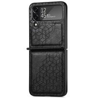 Applicable to Samsung ZFlip4 folding screen mobile phone case solid color rhombus leather pattern back cover integrated Japanese and Korean protecti Samsung z flip 4 juoda