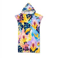 Microfiber Hooded Beach Towel For Adults Fashion Swimming Pool Bath Towel With Cloak Tropic Plant Flamingo Printed Bathrobe Kids Size 60x90cm&1pc