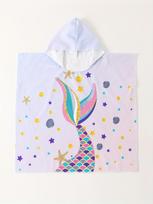 Undinėlės Uodegos Vaikams Su Gobtuvu Vonios Rankšluostis Vienpusis 2D Minkštas Mikropluošto Paplūdimio Rankšluostis Su Gobtuvu Baseinui Paplūdimiui Vonios Kambariui Žaidimams Dovana 60X60CM white