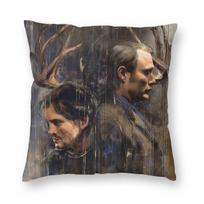Hannibal Will Graham Mads Mikkelsen Square Pillowcase Polyester Linen Velvet Creative Decor Throw Pillow Case Car Cushion Cover Peach skin 18*18(CM)-1Pcs