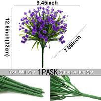 Dirbtinės gėlės Netikri lauko augalai Atsparūs UV spinduliams Plastikiniai krūmai, Vidaus ir Dekoravimui 1pcs violetinė