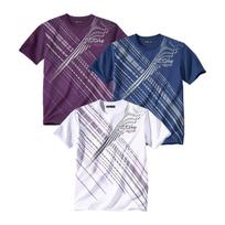 Atlas For Men Vyriški sportiniai marškinėliai su dryžuotomis detalėmis (Pakuotėje 3 vnt) 4XL