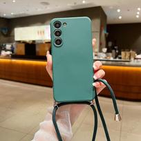Crossbody Lanyard Soft Case For Samsung Galaxy S23 FE S25 Edge S24 Ultra A17 A54 A55 A56 A15 A16 5G Liquid Silicone Phone Cover For Samsung S22