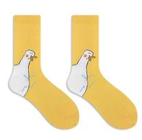 Funny Crazy Goose Head Sport Cotton Sock Creative Happy Animal Casual Socks Women Men Universal One Size geltona