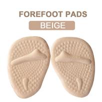 Silicone Forefoot Pads for Women High Heels Half Insoles Foot Pain Care Absorbs Shock Inserts Shoes Anti-Slip Gel Sole Cushions smėlis