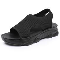 Moteriški patogūs oro pagalvės atraminiai vaikščiojimo sandalai Kvėpuojantys megzti slingback platforminiai batai 40 juoda