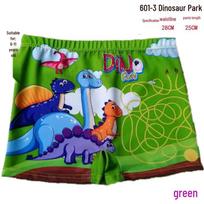 Children's Cartoon Swim Trunks, Ages 9-12, Printed Fashionable Flat-Legged Design M (9-12 years) žalia