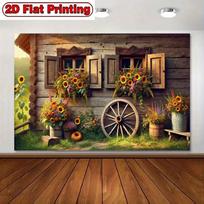 2D sodybos sienos fonas saulėgrąžų gėlės nuotraukų kabinos fonas 47.2x31.5inch/120*80cm black