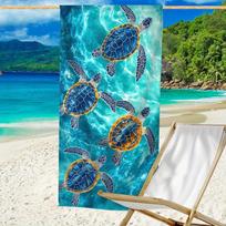 1pc Cartoon Turtle Print Microfiber Beach TowelUltra Absorbent QuickDrying Lightweight Soft Oversized Beach Blanket Perfect for 50x100cm(20x40in)