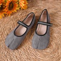 Japoniško stiliaus Tabi Ninja batai Moteriški Retro Suede Plokščiapadžiai Skelta Kanopos Piršto Valtis Batai Femme Mary Jeans Mocasins Baleto Batai 35 pilka spalva